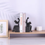 Iron Decorative Bookends,Reading Couple Figurine Bookends for Shelves,Cast Iron Bookends for Heavy Books,Metal Modern Bookends,Unique Couple Statue Book Stoppers,Boho Reader Sculpture Gifts