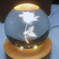 C&M 3D Rose Crystal Ball Night Light,Rose Figurine Lamp,Decorative Glass Sphere Ball Paperweight Crystal Sea Animal Decorations for Home (Rose)