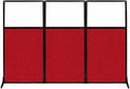 Versare Workstation Partition | Portable Wall Divider | Modern Office Cubicle | Free Standing Privacy Screen | Flexible Work Space | 99" x 70" W/Window, Red Fabric Panels