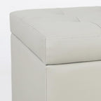 Homebeez Tufted Faux Leather Storage Ottoman Square Cube Foot Rest Stool with Flip Top, Elephant Grey