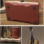 Jaugufiy Resin Violin Sculpture Pen Holder Pencil Holder Pen Organizer Cosmetic Brush Holder Decorative Pen Box Pen Pot Makeup Brush Pot (Red)