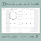 POPRUN Monthly Planner 2025-2026 Spiral Hardcover (6.25'' x 8.5''), 18 Months Calendar (Jul.2025 - Dec.2026) - 2 Pages per Month with Dotted Note Pages, Sunday Start, Laminated Tab - Haze Blue