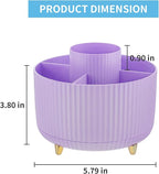 Marbrasse Desk Organizer, 360-Degree Rotating Pen Holder, Desk Organizers and Accessories with 5 Compartments Pencil Holder, Art Supply Storage Box Caddy for Office, Home（Purple）