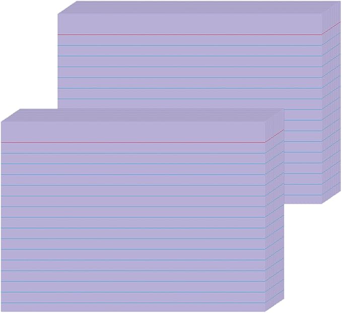JINMIKEJI Purple Ruled Index Cards 5x7 Inch - 50 Pack Study Flash Cards for School, Office & Home, Durable Note Cards with Lines