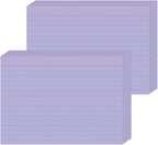 JINMIKEJI Purple Ruled Index Cards 5x7 Inch - 50 Pack Study Flash Cards for School, Office & Home, Durable Note Cards with Lines
