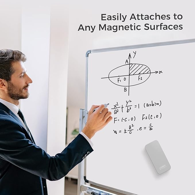 loukin 4 Pack Magnetic Dry Erase Eraser, Whiteboard Eraser, Glass Board Remover, 3.4 fl oz Whiteboard Cleaner * 2 Included, for Classroom, Home and Office Use (Grey)