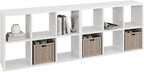 IRONMIX White Cube Storage Organizer with Shelves, Metal Short Bookshelf with Storage, Modern Horizontal Bookshelf, Short Display Cabinet Cube Bookcase for Home Office Library (White, 1037-2 Set)