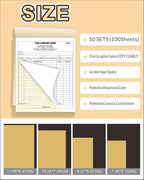 Custom Carbonless Invoice Book with Logo, Personalized Cover & Inner Pages, 2 Part NCR Receipt & Work Order Forms, Easy Tear, Writing Shield for Small Business (2-part [White/Yellow], 10.24*7.48INCH)