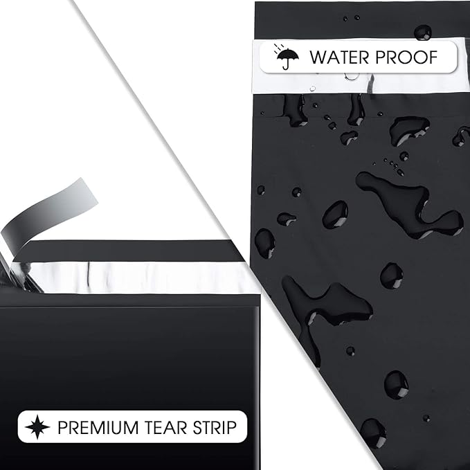 Metronic Poly Mailers 12X15.5 200 Pack, Strong Adhesive Shipping Bags for Clothing, Waterproof and Tear-Proof Shipping Envelopes, Mailers Poly Bags Packaging Bags for Business in Black