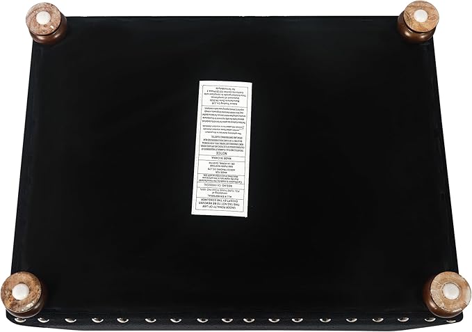 Decent Home Storage Ottoman Fabric Bench 24" Foot Rest Stool with Nailhead Trim for Bedroom Living Room(Black, Fabric)