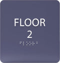 Navy ADA Floor 2 Sign with Braille – Made from Durable Acrylic and Ready to Mount