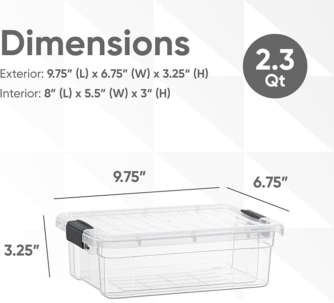 Superio Clear Storage Bins with Lids, Stackable Storage Box with Latches and Handles, Extra Small, 4 Pack 2 Quart