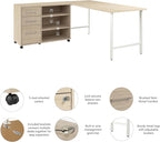Bush Business Furniture Hustle 72W x 30D Computer Desk and Storage Cabinet with Drawers and Shelves in Natural Elm/White, Modular Office Table for Home and Professional Workspace