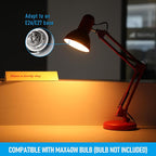 TORCHSTAR Metal Desk Lamp with Clamp, Swing Arm, Architect Adjustable Gooseneck Table Lamp, Clip Desk Lights for Home Office, Work, Study, Reading, E26 Base, Multi-Joint, Red
