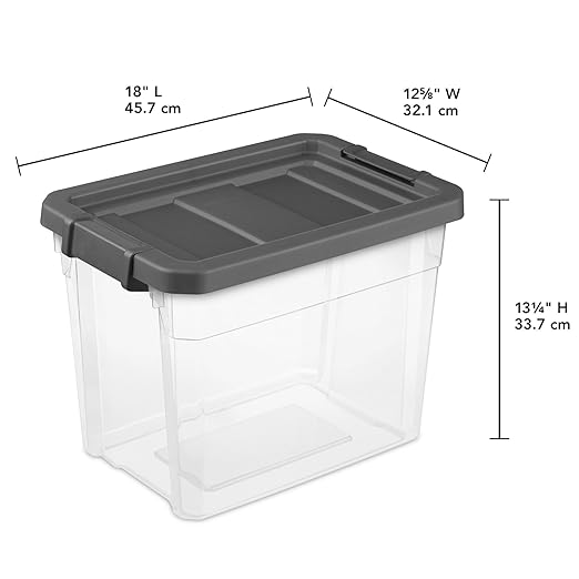 Sterilite 24-Pack Modular Stacker Box, Durable Clear Plastic Storage Bins with Latching Lids, 30 Quart - Stackable Organizing Container Boxes for Closet, Bathroom, and Office