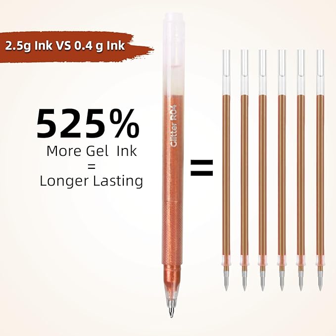CAISEXILE 12 Yellow Glitter Gel Pens Set, 1.0 mm Fine Point for Black Paper & White Paper, Large Capacity Pens for Journaling, Adult Coloring Books, Drawing, Note Taking, Highlighting