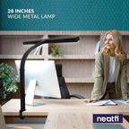 Neatfi 3000 Lumens Flex LED Desk Lamp with Clamp, Dimmable, 5 Adjustable Brightness Levels & 5 Light Modes, Memory Function, Eye-Caring & Flexible Lamp for Home & Office (28 Inches, Black)