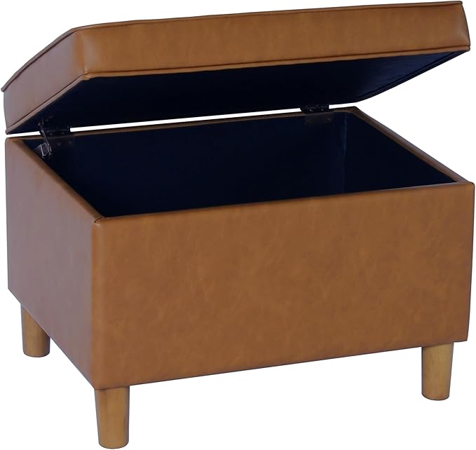 Spatial Order Home Decor | Dinah Collection Modern Storage Ottoman | Ottoman with Storage for Living Room & Bedroom(Carmel Faux Leather)