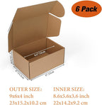 PHAREGE 9x6x4 inch Shipping Boxes 6 Pack Brown, Tab Lock Tuck Top Mailer Boxes for Packaging Small Business, Medium Cardboard Gift Boxes for Wrapping Mailing Present