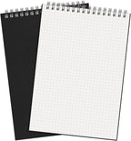 Engrowtic Dot Grid Notebook Top Spiral Notebook A5 Size Bullet Dotted Paper Hardcover Dot Journal 8.3''x 5.8'' 140 Pages Spiral Notepads for Sketching Drawing Writing School Office(Black,2 Pcs)