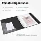 Uquelic 80-Pocket Binder with Plastic Sleeves for Letter/A4 Size(11" x 8.5"), Golden Leaf Printed Cover, Document Binder Organizer for Papers, Certificates and Artwork with Rainbow PP Divider Pages