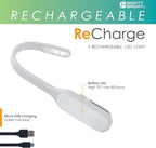The Original Mighty Bright Recharge Clip On Rechargeable Book Light Reading Light, Warm Eye Care LEDs, Flexible, Durable, Dimmable, Perfect for Kids, Bookworms, Reading in Bed, Lasts 60 Hours (White)