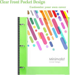 INFUN 1 Inch Telescoping 3 Ring Binder - 1PCS,Flexible Round Binder with Customizable Front Cover and Clear Catalog Pocket, 1 Inch Rings, 225 Sheet Capacity- Green