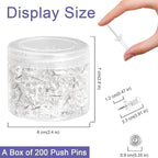 Amazon Basics Push Pins Tacks, Steel Point, Clear Plastic Head, for Bulletin Board, Maps, Posters, and Craft Projects, 200-Pack