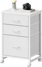 Maihail 3 Drawer Mobile File Cabinet with Wheels Fabric Vertical Filing Cabinet fits A4 or Letter Size for Home Office,White