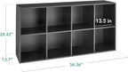 Best Choice Products 8-Cube Storage Organizer, 13.5in Shelf Opening, Bookcase, Display Shelf, Customizable w/ 2 Removable Back Panels – Black