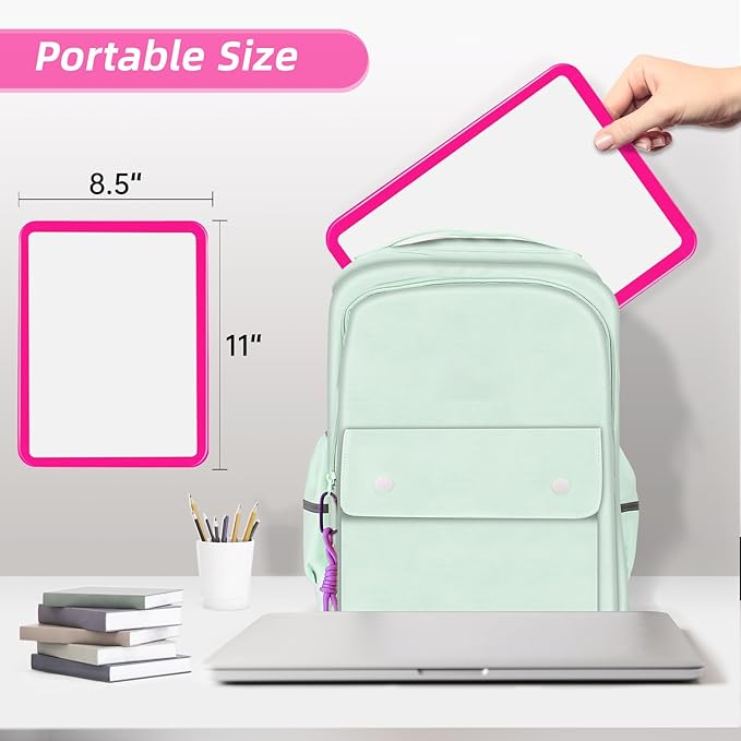 VUSIGN Small White Board Dry Erase, 8.5'' x 11'' Magnetic Dry Erase Board, Mini Whiteboard with Markers for Students, Fridge, Wall, Locker, Dark Pink