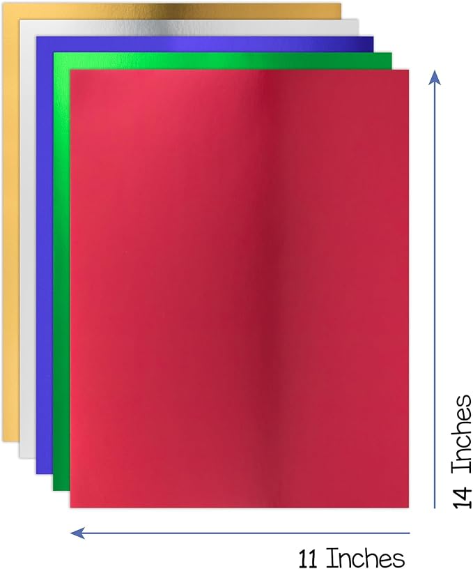 Hygloss Products Metallic Cardstock Sheets - 100 Sheets, 11” x 14” - 5 Assorted Colors - Sturdy 10 pt. - Foil Paper for Crafts, Scrapbooking, Posters & Decorations