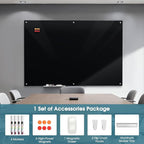 MaxGear Glass Whiteboard Wall Mounted, Frameless Magnetic Dry Erase Board, Tempered Glass, Steel-Backed, Non-Porous Smooth Surface, Floating Design, Accessories Included, for Office Home Classroom
