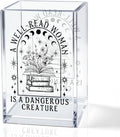 QYUVK A Well-read Woman Is A Dangerous Creature Acrylic Pencil Holder Cup, Funny Floral Books Desk Organizer for Book Lover Bookish Bookworms Readers, Women Empowerment Gifts for Mom Sister BFF