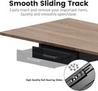 UNITEDPOWER Under Desk Drawer Storage, Pull-Out Office Hidden Counter Drawer, Metal Sliding Organizer Mount Below Table for Standing Electric Adjustable Height Desk, Black