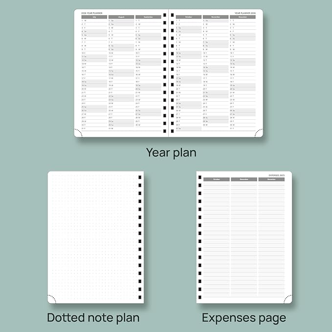 POPRUN Academic Planner 2025-2026 (July 2025-June 2026), Daily Weekly and Monthly Appointment Book (Wirebound Hard Cover - 6.25'' x 8.5'') with Hourly Time Slots, Tabs, 100 GSM - Burgundy