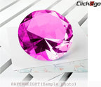 CLICK2GO 3” / 80 mm Hot Pink Diamond Shaped Glass Crystal Paperweight – Home Office Decor & Wedding Favors Decoration with Gift Box