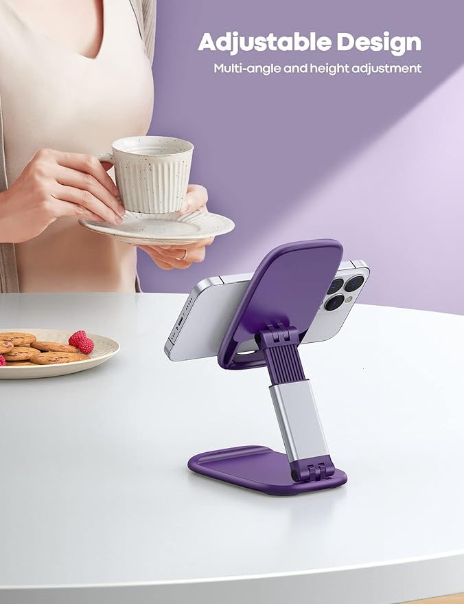 Lamicall Purple Phone Holder for Desk - Dark Purple Cellphone Stand Desk Accessories Desktop Office Must Have for iPhone 17 16 15 14 13 Pro Max Mini, 12 11 XR X 8 7 6 Plus SE, 4-8'' Smartphone