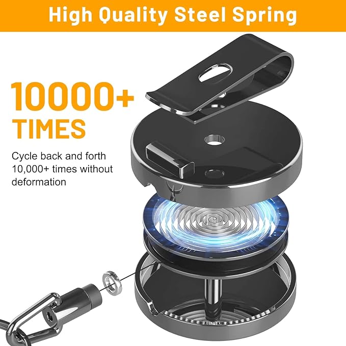 Selizo Metal Badge Reels - 3 Pcs Retractable Badge Holder with Belt Clip Key Ring for ID, Key, Name Card Holder