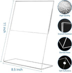 EHWINE 6 Pack 8.5 x 11 Acrylic Sign Holder, Clear Plastic Signs Display Stand, Vertical Slanted Back Paper Holder Stand up Table Top Sign Holders Flyer Stand Frames Suitable for Office Business Store