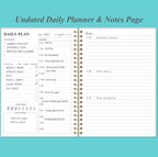 Daily Planner Undated - A5 To Do List Notebook Hourly Schedules, Spiral Appointment Planner for Women and Men, PVC Hardcover, Inner Pocket, Elastic Closure, 5.8" x 8.3", Teal Flowers