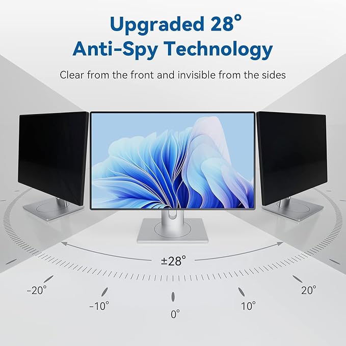 IPROKKO [2-Pack] 28 Inch Computer Privacy Screen Filter for 16:9 Widescreen Monitor, Removable 28in Anti Blue Light Glare Privacy Shield, Anti Spy Security Protector for Hp Dell Asus Acer Samsung