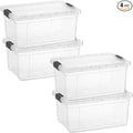 Superio Storage Bins with Lids- 4 Pack, 1.85 Qt Clear Boxes for Organizing, Stackable Plastic Containers- BPA Free, Non-Toxic, Odor Free, Organizer for Home, Office, Dorm