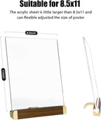 8.5 x 11 Menu Holder, Acrylic Table Menu Stand, Classic Wooden Sign Holder, Double Sided Display Table Top Paper Holder, for Bar, Cafe, Restaurant, Store, Certificate, Document (Vertical, 2pack)