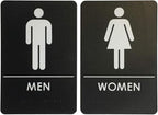 USA Made - Men's and Women's Restroom Signs ADA-Compliant Bathroom Door Signs for Offices, Businesses, and Restaurants, Black