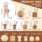 114 Pcs Wood Push Pins, 2 Colors and 7 Types Decorative Thumb Tacks Wooden Head Pin Map Tacks Marking Pin, Wood Thumb Tacks Decorative for Bulletin Boards Craft Projects with Storage Box