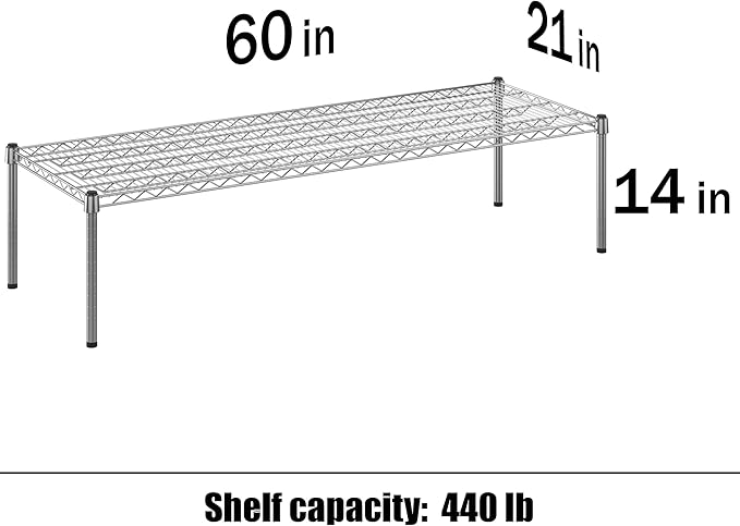Regal Altair 21" Deep x 60" Wide x 14" Height Wire Shelving Kit | 1-Tier | NSF Commercial Storage Rack Unit