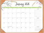 Desk Calendar 2026-2027 with Desk Mat – 22" x 17" Large Desk Pad Calendar Runs from January 2026 to June 2027, Floral Design Desktop Calendar with To-Do, Notes for Planning, Organizing, and Scheduling Your Life (Brown)