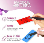 Availey 60 Pieces (3.2 x 1.2) - Full Colored Magnetic Dry Erase Labels - Reusable Strips for Classroom Home Office Garage Refrigerator Blank Writable Erasable Cards Name Tags Students Locker Shelf