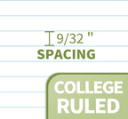 SUNEE Spiral Notebook, 1-Subject, College Ruled Paper, 8" x 10-1/2", 100 Sheets per Notebook, 3-Hole Punched Paper, Water Resistant Cover, Double-sided Pockets, Spiral Lined Notebooks for Work, Green